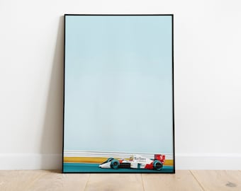 Vintage Senna McLaren F1 Wall Art Poster Print: Retro Style for Car and F1 Enthusiasts | Aesthetic Retro F1 Home Decor | Old Money Style