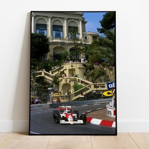 Vintage F1 Monaco Senna Formula 1 Wall Art Poster Print F1 Gift for F1 Fans and Car Enthusiasts Home Decor Retro Style for Office Wall Decor