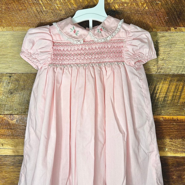 Vintage Pink Babydoll Style Baby Girl Dress