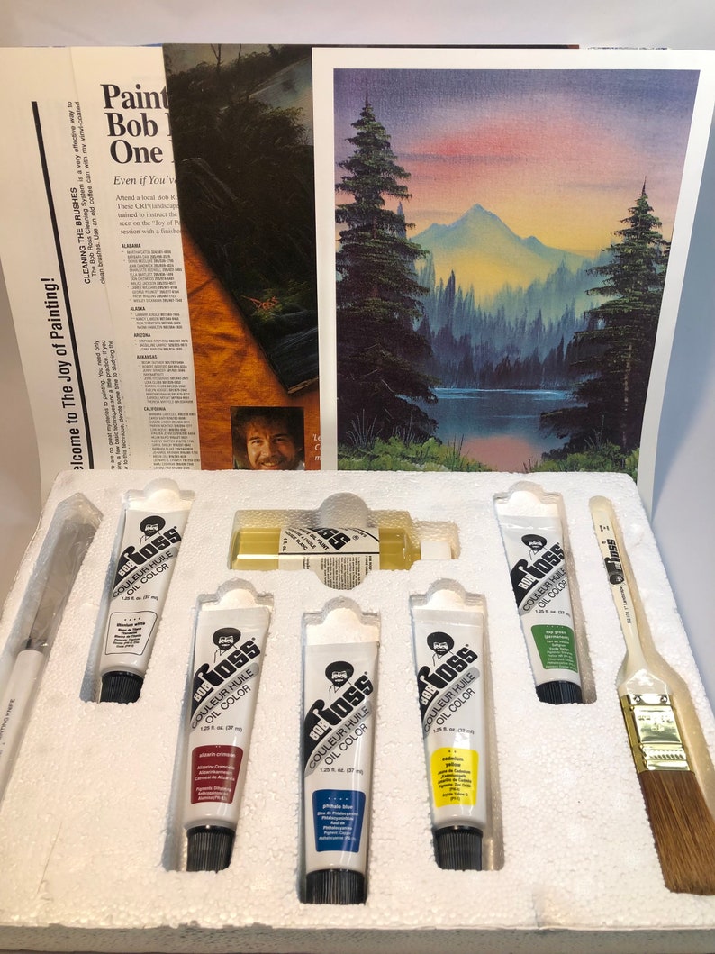 Vintage 1990s Bob Ross Paint Set Etsy