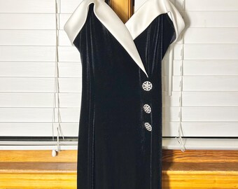 Vintage 90s Betsy & Adam Black + White Tuxedo Evening Dress - Etsy