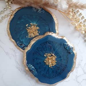 MADE TO ORDER - Sea Blue Resin Coasters | Home Decor | Decorative Plate | Table Decor | Gifts & Presents | Trinket Trays | Kitchen