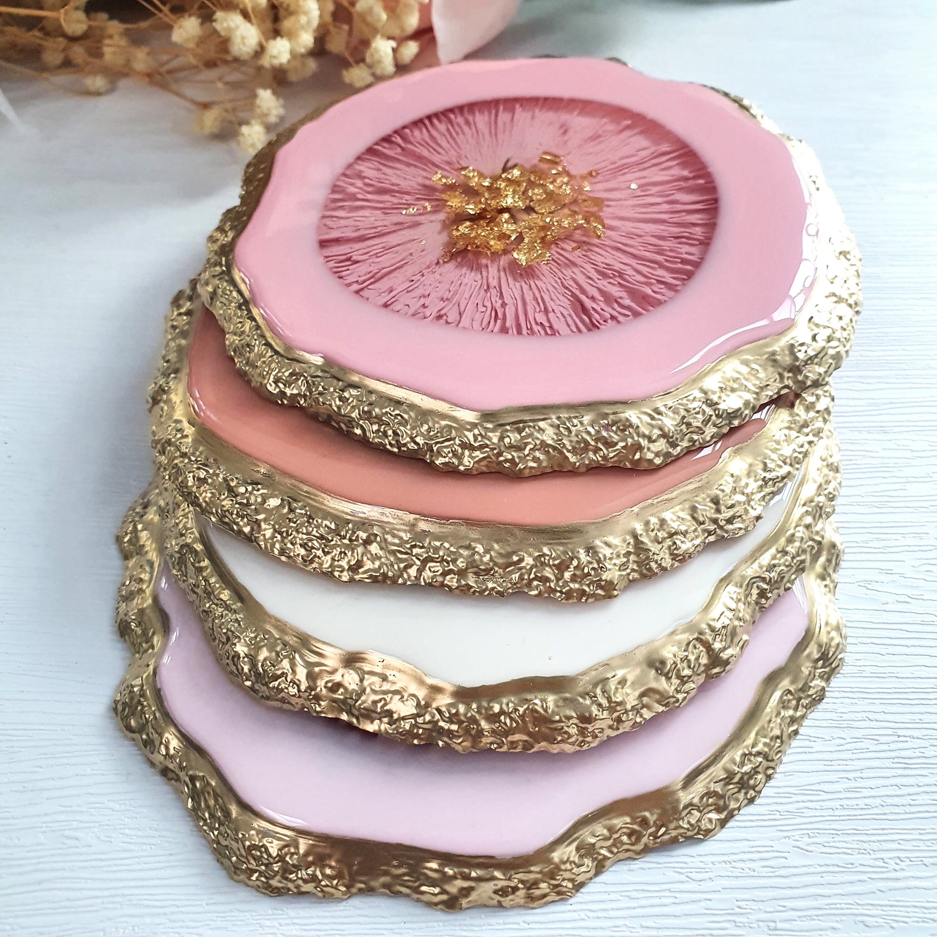 Pink Button Coaster Made to Order: Selection of Pink Resin Coasters | Home Decor - Etsy