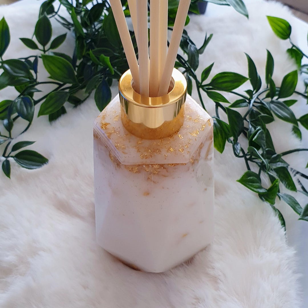 White Gold Leaf Resin Reed Diffusers With Sticks | Home Decor | Room ...