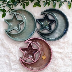 Handgefertigte Schmuckschale aus Halbmond und Stern: Schmuckhalter