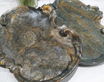 Handmade Vintage Resin Marble Tray: Decorative Jewellery, Key Holder