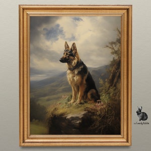 Majestic German Shepherd: Digital Wall Art of Noble Dog Amidst Nature - Wall Decor for Canine Enthusiasts