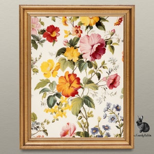 Vibrant Floral Elegance - Digital Art Print for Chic Home Decor