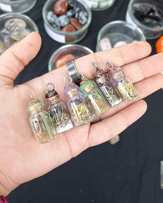Mini Spells in a Bottle | Mini Spell Jar Pendants | Protection | Luck | Relax