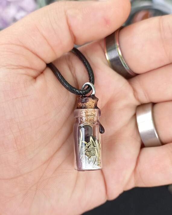Mini Spells in a Bottle | Mini Spell Jar Pendants | Protection | Luck | Relax View 5