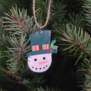 Christmas Snowman Handmade Clay Christmas Ornament, Christmas Gift, Handpainted Ornaments, Christmas Decor, Holiday Gift