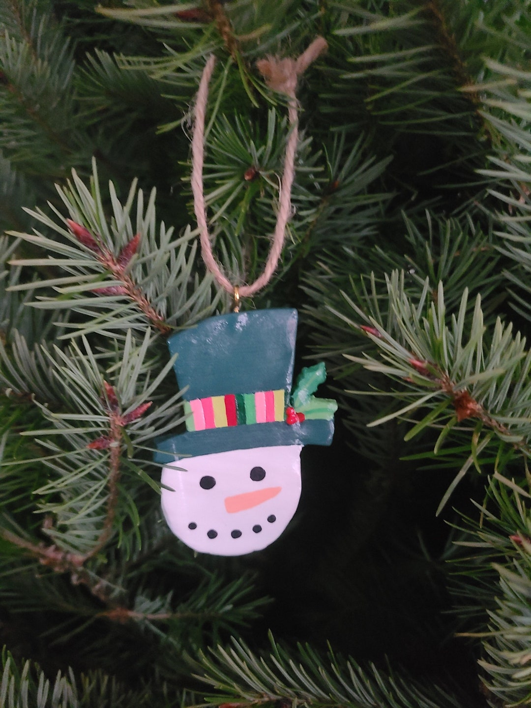 Christmas Snowman Handmade Clay Christmas Ornament, Christmas Gift