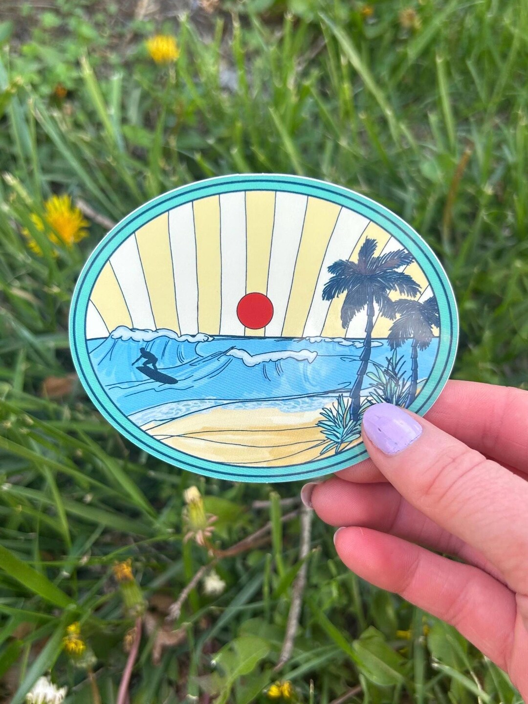 Striped Beach Tropical Beachy Vinyl Sticker Waterproof Weatherproof ...