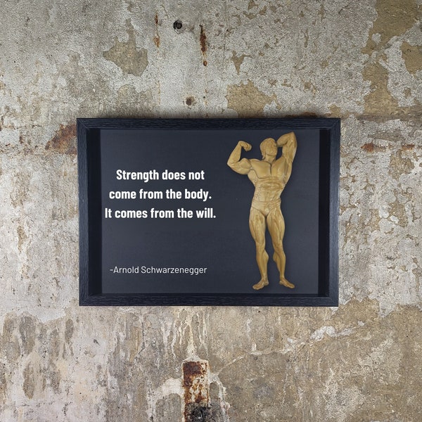 Arnold Schwarzenegger 3D Wall Art - Fitness Inspiration | Gold, Silver, or Bronze statue | inspiring fitness quotes | Unique art | Gift