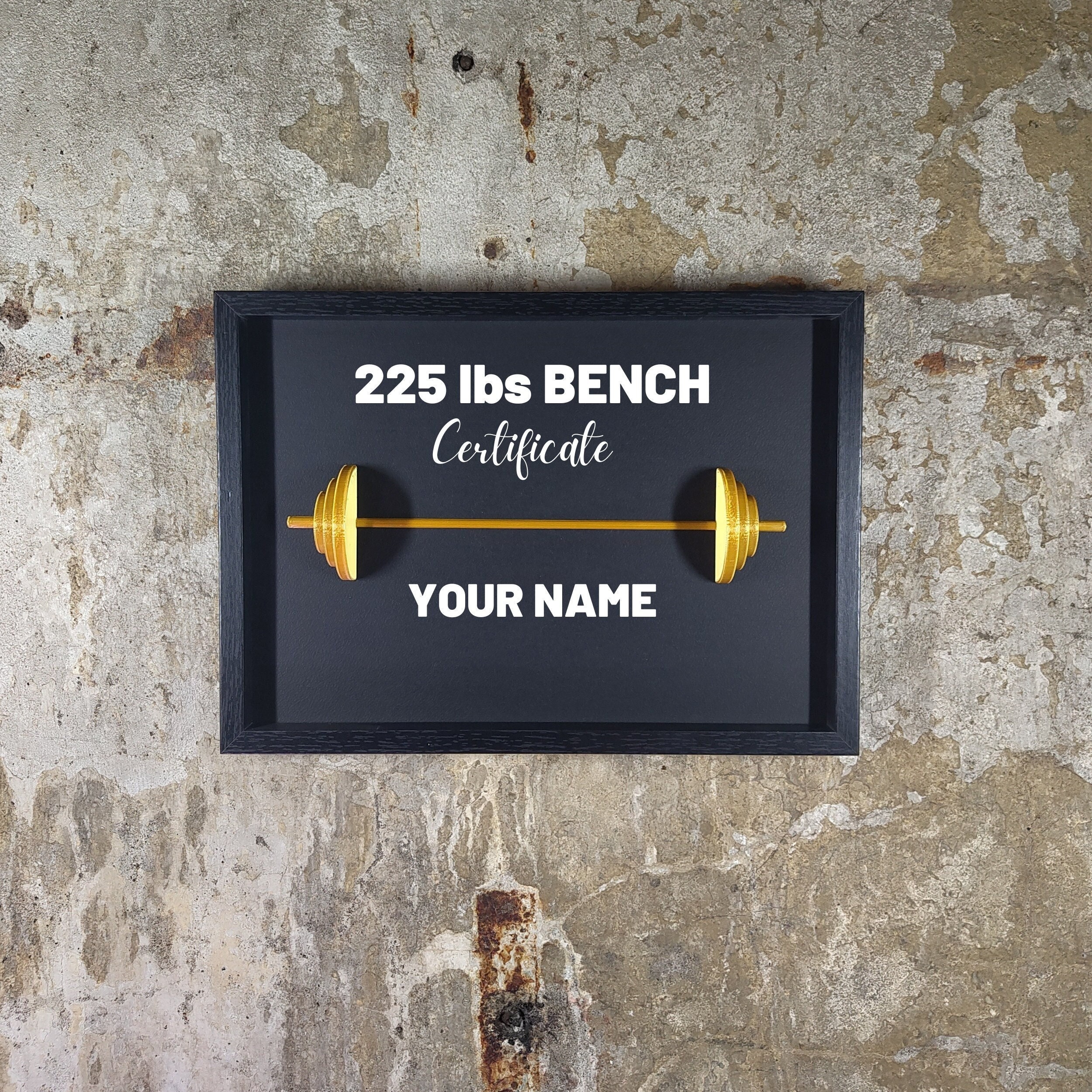 Personalized 225 Lbs Benchpress Certificate 100 KG Certificate Gym