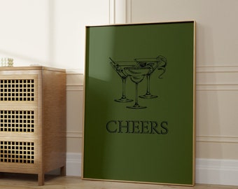 cheers print | bar cart wall decor | cheers sign | cheers printable wall art | bar cart accessories | bar cart art | cocktails sign