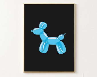 Blue Balloon Dog, Blue Trendy Wall Art, Modern Blue Home Decor Prints, Blue Balloon Dog Poster, Dorm Print, Funny Wall Art Prints, Dorm Art
