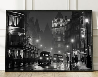 London Art 1950s Print, Black and White Photography, Vintage Photography, Vintage Fashion Digital Print, Black & White Wall Art, Bar Cart