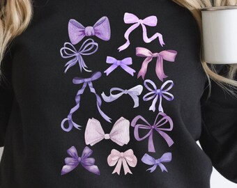 Purple Bows PNG, Purple Bow SVG, Coquette Bows Png, Trendy Aesthetic Shirt Design, Soft Girl Aesthetic, Cottagecore Aesthetic, Ribbon Svg