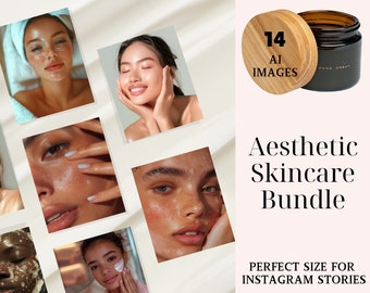 Skincare Stock Photo Bundle, Beauty Lifestyle Stock Images for Business Owners, Summer Skin, Aesthetic Stock AI Photo Collection, Instagram