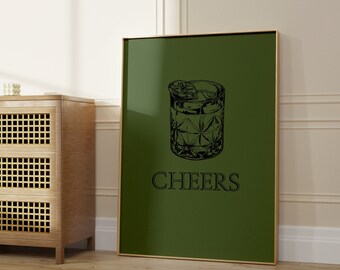 cheers print | bar cart wall decor | cheers sign | cheers printable wall art | bar cart accessories | bar cart art | cocktail sign