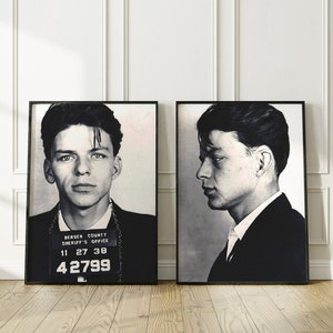 Frank Sinatra Poster, Frank Sinatra Print, Frank Sinatra Mugshot, Frank Sinatra Mug Shot, Celebrity Photography, Vintage Music Poster Set