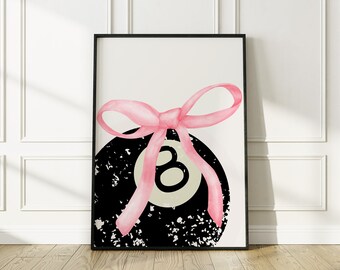8 Pool Ball Retro Print Retro Hand-Drawn Wall Art Printable Wall Art Digital Download Print Downloadable Print Trendy Wall Art