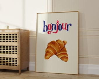 bonjour print, french art print, french sayings, french quote, trending wall art, travel art prints, bonjour art, hello sign, typography art
