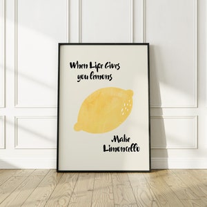 Lemon Art, When Life Gives You Lemons Wall Art, Lemon Print, Trendy Bar Cart Print, Minimalist Aesthetic Printable, Funny Retro Poster