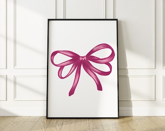 Trendy Watercolor Bow Wall Art, Chinoiserie Art, Coastal Wall Art, Grand Millennial Wall Art, Digital Download, Preppy Wall Art, Bow Art