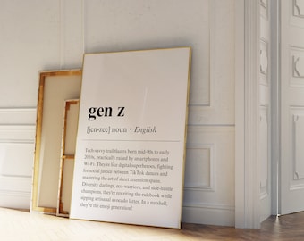 Gen Z definition print, funny printable wall art, classroom decor for high school, funny home office decor, dorm room decor, slang prints