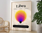 Libra Poster, Libra gift, Libra wall art, Astrology Poster, Libra zodiac print Astrology gift, Zodiac wall art, Retro Wall Decor, Dorm Decor