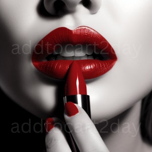 Lippenstift und Lippen, schwarz und weiß Fotografie, Bar Cart Art, Mode Digitaldruck, schwarz und weiß Wandkunst, digitaler Download