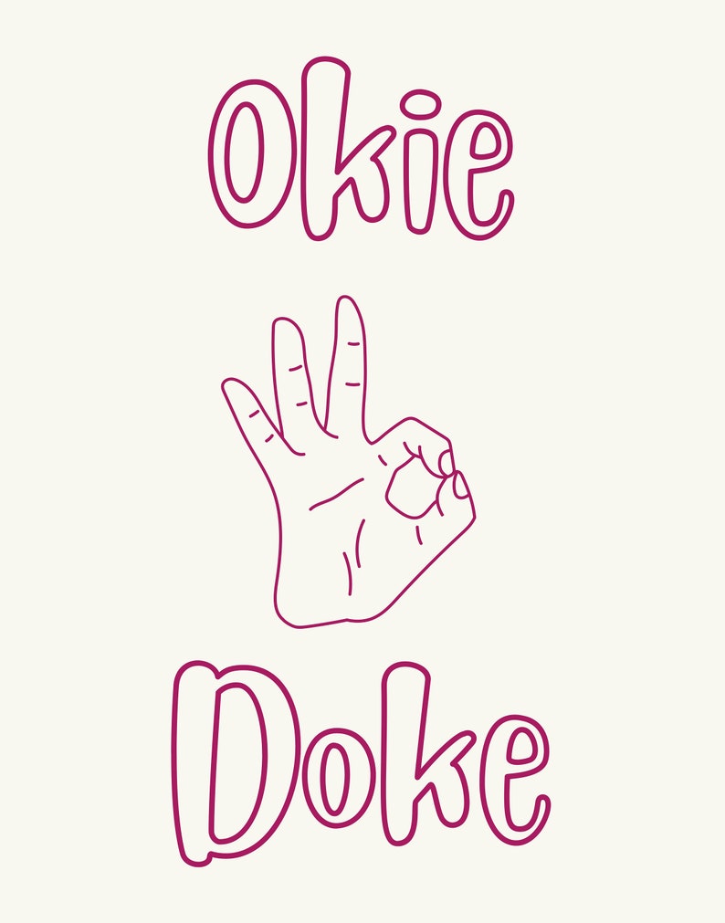 Okie Doke Print Mid Century Print Aesthetic Wall Art Trendy Bauhaus