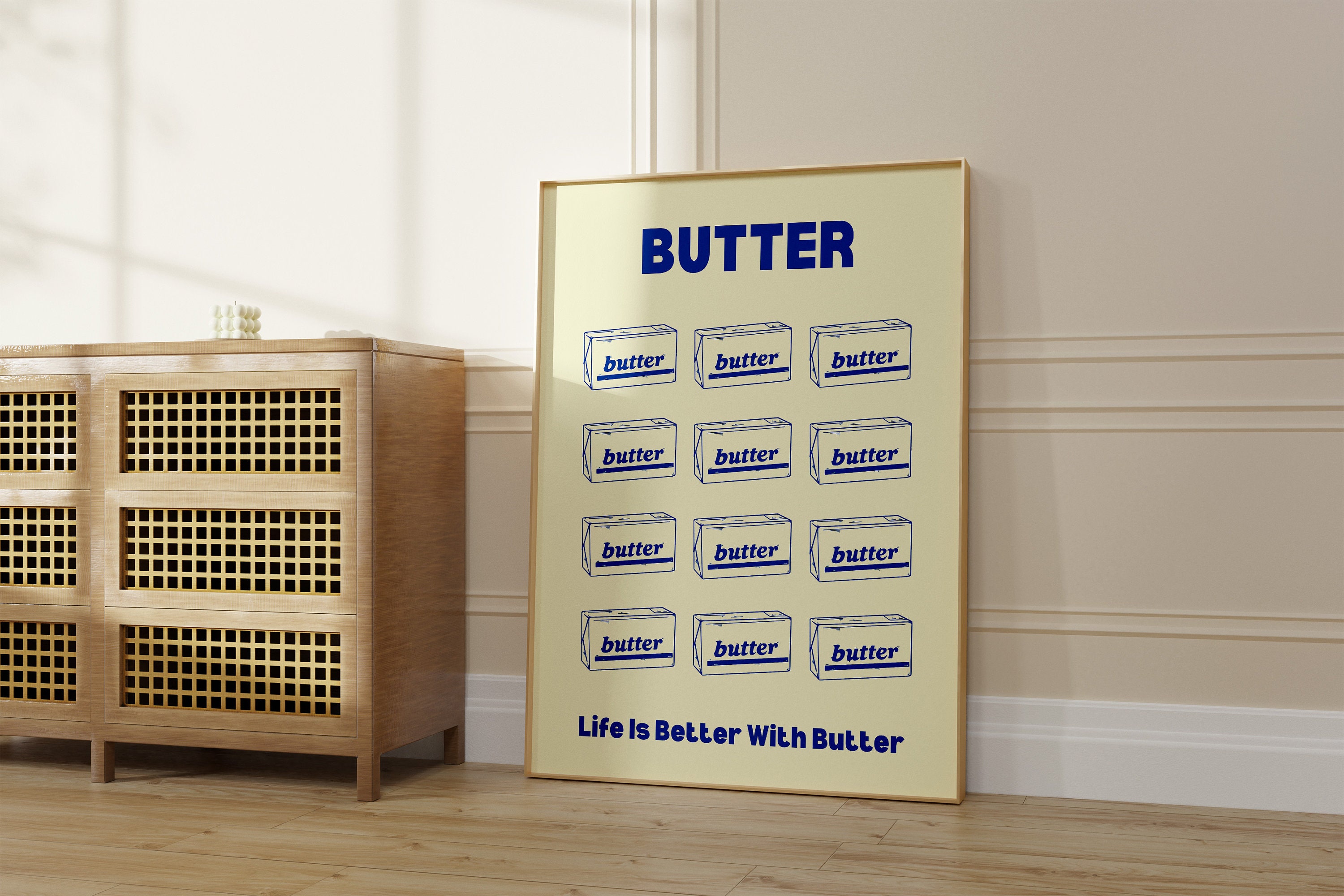 Butter Art Print Cute Food Illustration Funny Food Print - Etsy