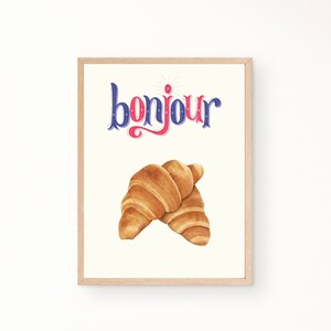 Croissant Poster - Food print - French croissant poster - Bakery art - Breakfast print - Brunch poster - Breakfast Poster - Kitchen Art