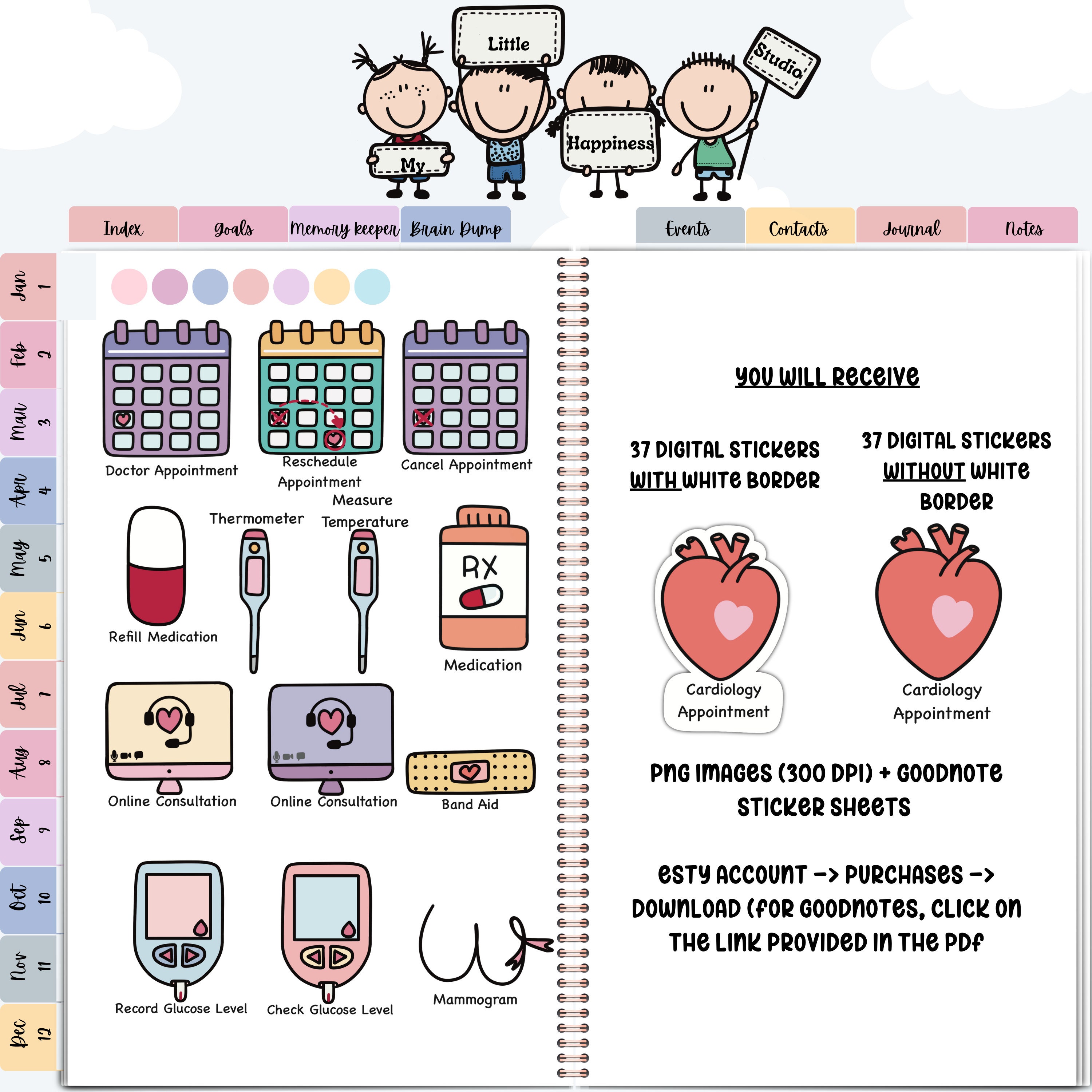 Medical Goodnotes Stickers, Medical Stickers, Medical Digital Stickers