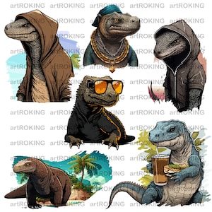 Komodo Dragon SVG Bundle: Cartoon Reptile Graphics (Instant Download)