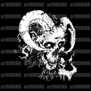 Diseño de tatuaje de calavera diabólica: Arte vectorial gótico (descarga digital)