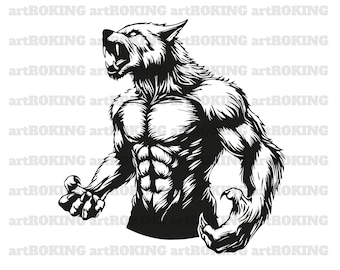 Wolf Man Vector Art: Printable Tattoo Clipart (SVG, PNG)