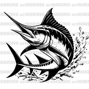 Marlin Fisch Vektor: Shirt Design, printable Clipart