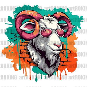 Graffiti Goat SVG: Spooky Halloween Street Art, shirtontwerp, afdrukbare vector