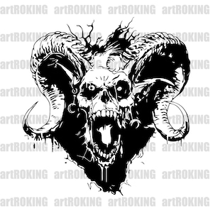 Devil Goat Svg, Devil Svg, Goat Skull Svg, Devil T-Shirt, Devil Vector, Devil Tattoo, Devil printable, Devil Clipart, devil Sublimation