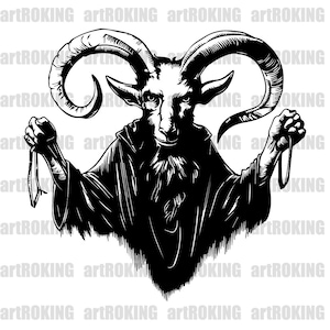 Arte vectorial de Baphomet: Clipart imprimible para camisetas (SVG)
