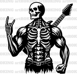 Rock &#39;n Roll Skull SVG: Gothic Skeleton Dancing Vector