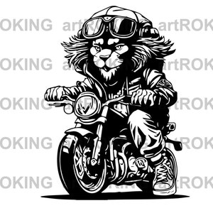 Lion Biker SVG: Shirt Vector Printable Clipart