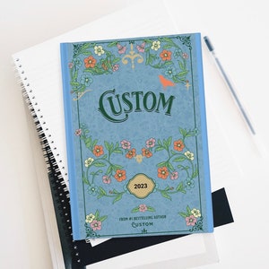 Blue Custom Blank Journal, Personalized Blank Notebook, Custom title and name Journal, High Quality Notebook, 5&quot;x 7.24&quot; Blank Journal,
