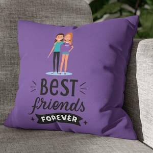 Best Friends pillow case, cute pillow case for best friends, unique gift for best friends, Spun Polyester Square Pillow Case,