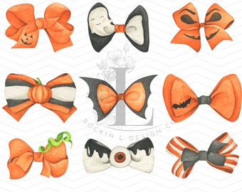 Laços de Halloween Coquette PNG JPEG, MOCKUP de Laços de Halloween incluído
