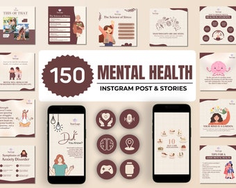 Mental Health Instagram Templates: Therapist Social Media (Canva)